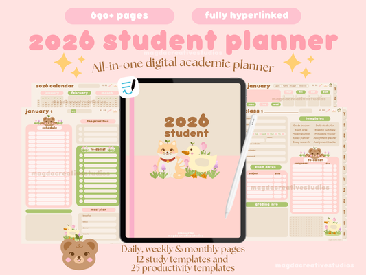 2026 Student Planner Portrait - Cottagecore