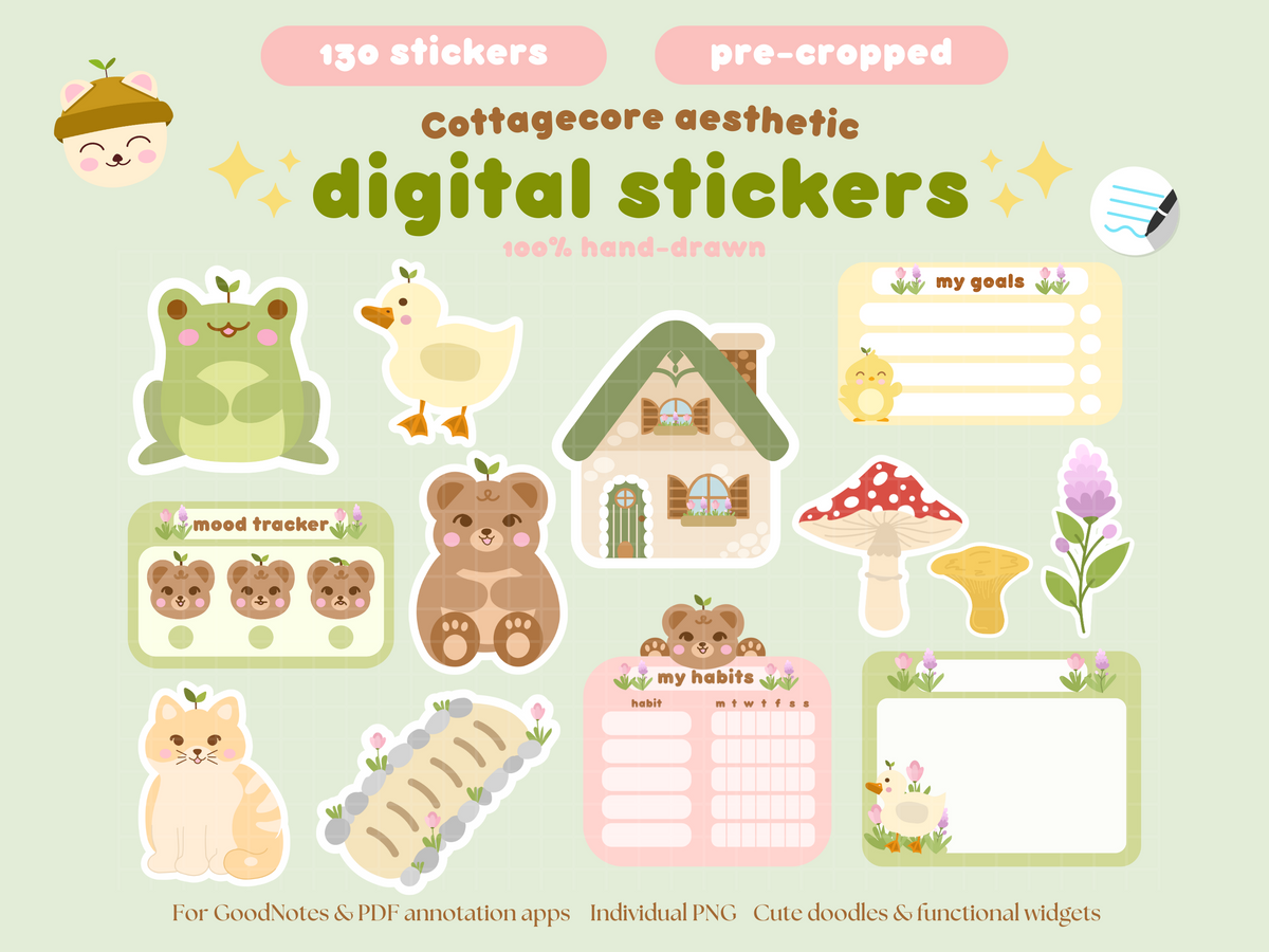 Cottagecore Digital Stickers – Magda Creative Studios