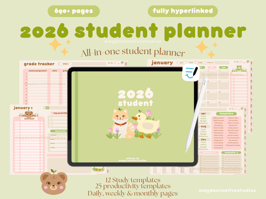 2026 Student Planner Landscape - Cottagecore