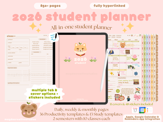 2026 Digital Student Planner Portrait