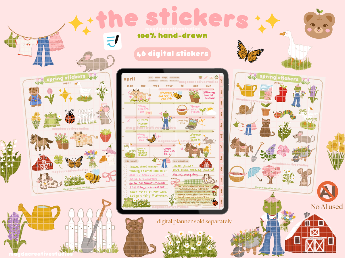 Digital Spring Sticker Sheets Spring Digital Stickers – Magda Creative Studios